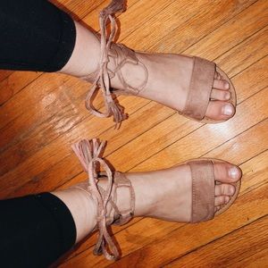 Taupe Suede Gladiator Sandals